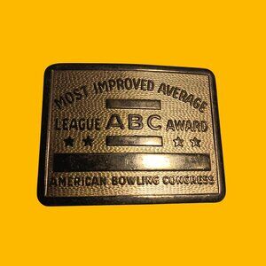 Vintage Belt Buckle American Bowling Congress - Most Improved Brass 1.5" belt